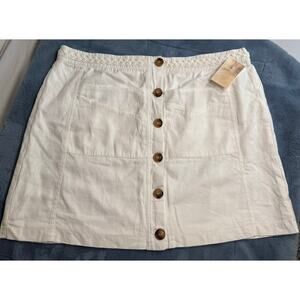 A Beautiful Soul White‎ Mini Skirt Buttons Cotton NWT Size 14/16